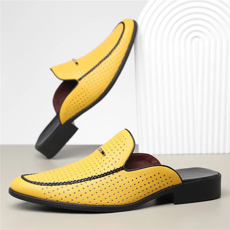 Classic genuine leather slip-on slides for men | Capri -2