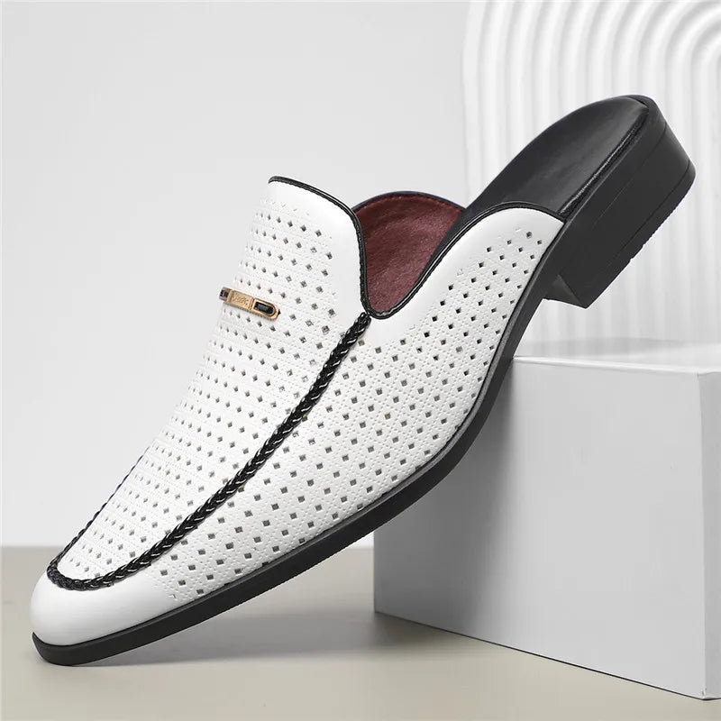 Classic genuine leather slip-on slides for men | Capri -4