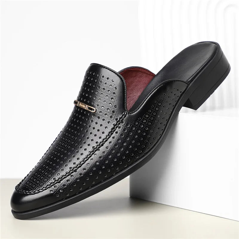 Classic genuine leather slip-on slides for men | Capri -6