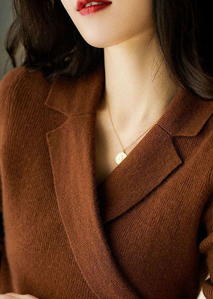 Slim-fit Peter Pan collar asymmetric sweater for women -6
