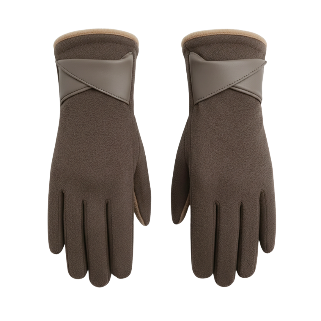 Warm fleece-lined adjustable winter gloves for women -1