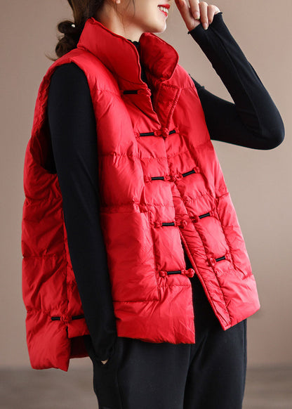 Oriental stand-collar puffer sleeveless vest for women -1