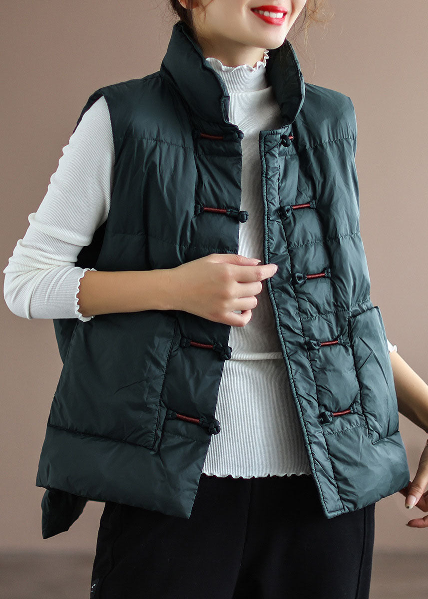 Oriental stand-collar puffer sleeveless vest for women -3
