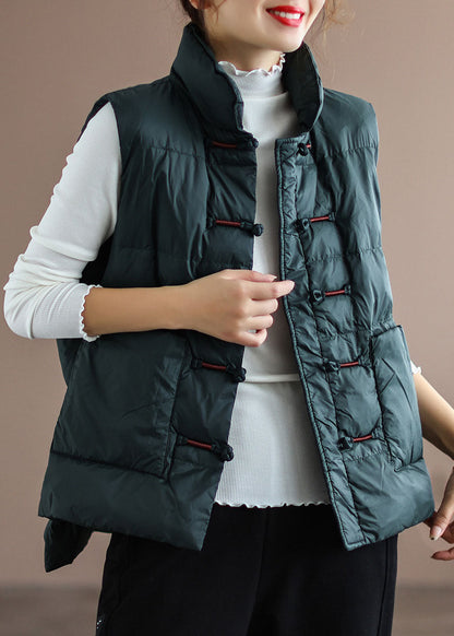 Oriental stand-collar puffer sleeveless vest for women -3
