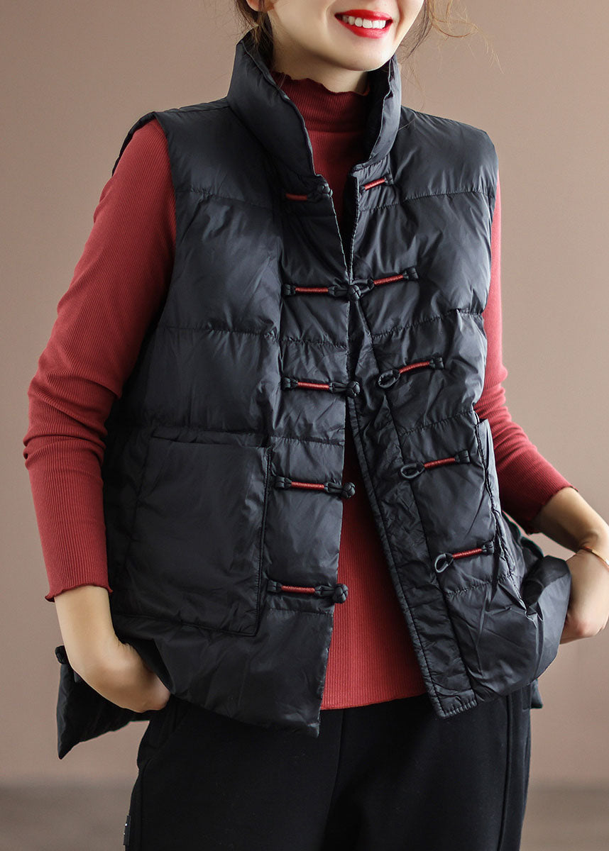 Oriental stand-collar puffer sleeveless vest for women -4