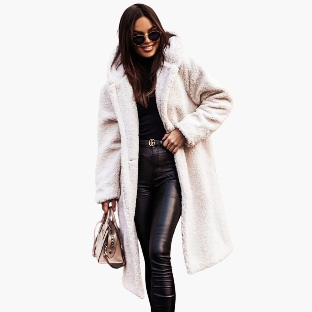 Classic hooded button-through coat for women -3