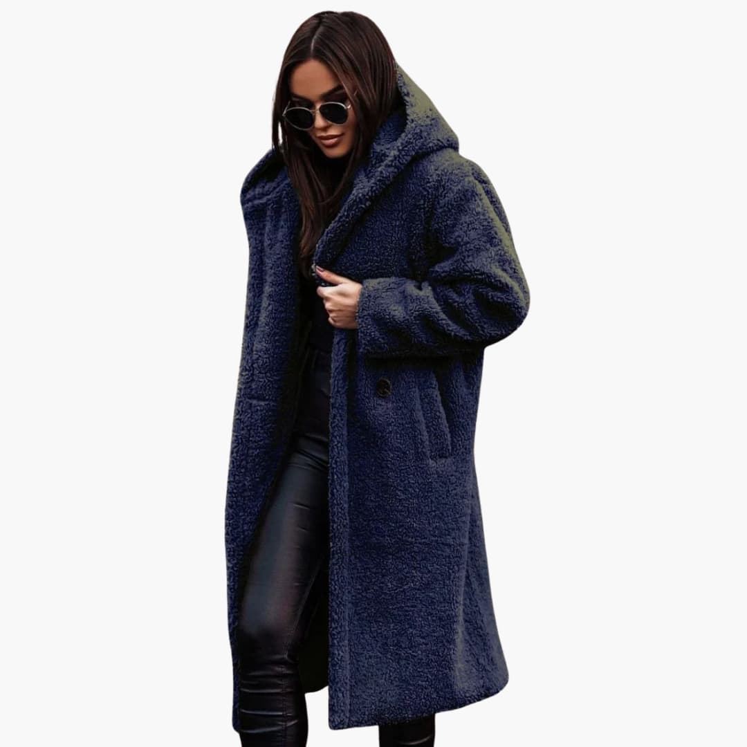 Classic hooded button-through coat for women -2