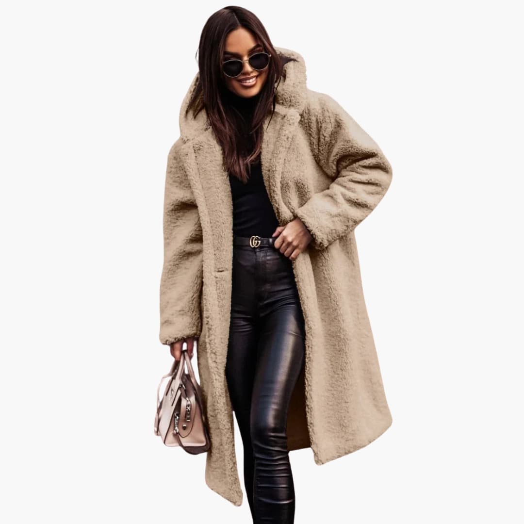 Classic hooded button-through coat for women -5