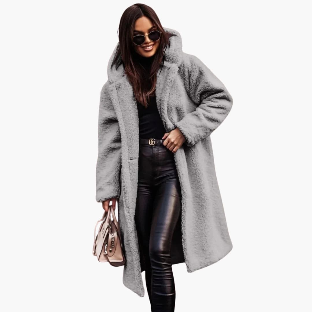Classic hooded button-through coat for women -7