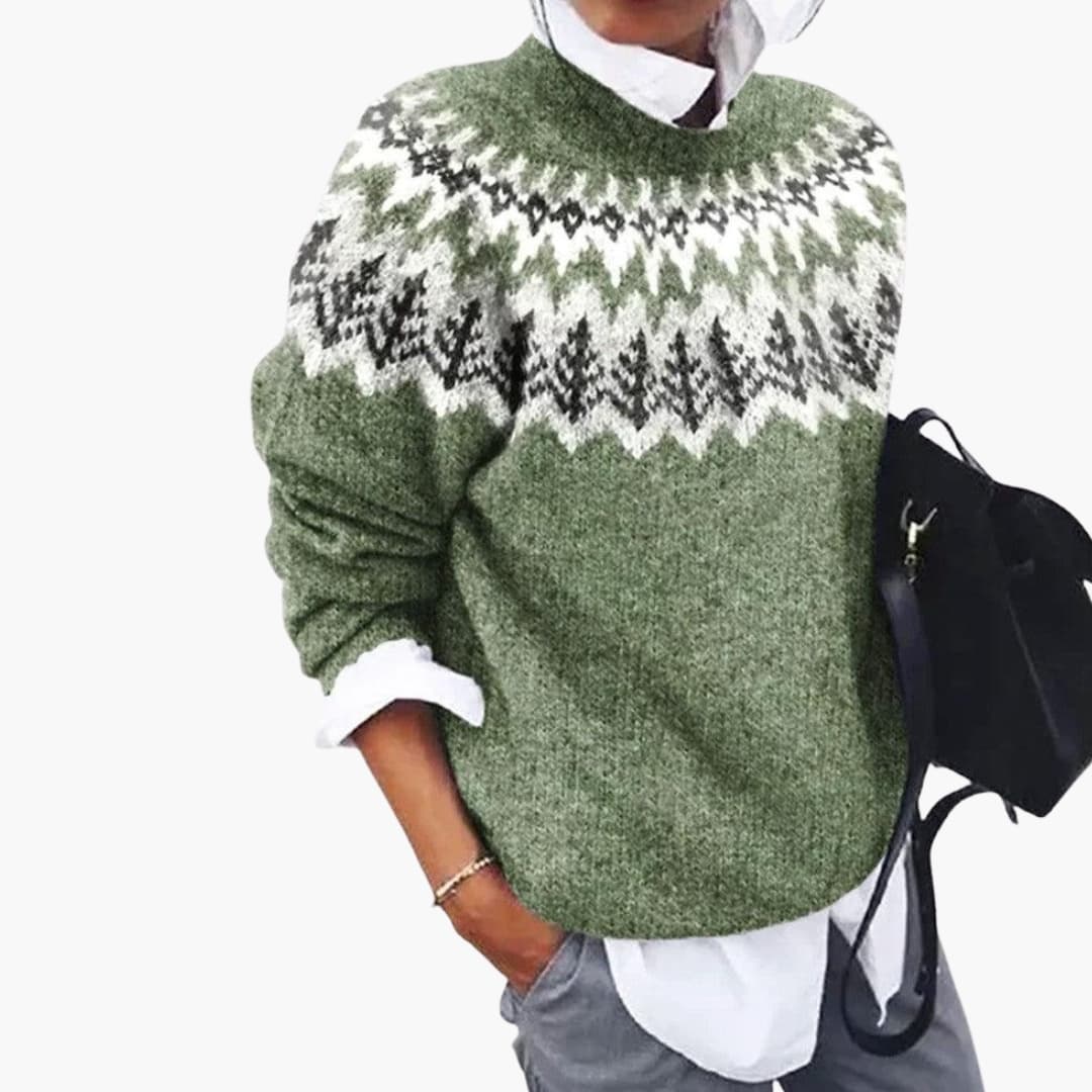 Soft ribbed round-neck sweater for women -1