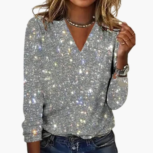 Textured v-neck everyday sweater for women -1