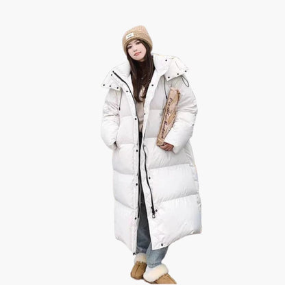 Long hooded everyday puffer jacket for women -3