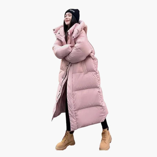 Long hooded everyday puffer jacket for women -1