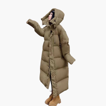 Long hooded everyday puffer jacket for women -2