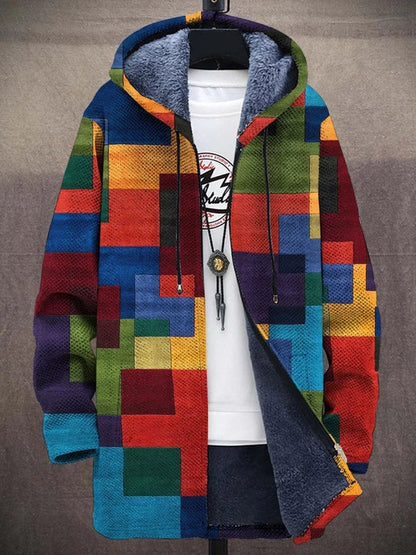 Artistic pattern zip cardigan with relaxed silhouette for men | Delilah