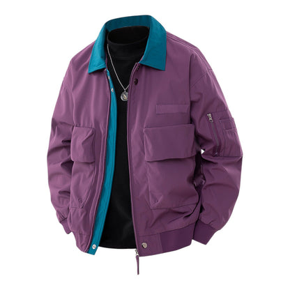 Structured bomber jacket with contrast collar detail for men | Vanton