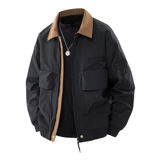 Structured bomber jacket with contrast collar detail for men | Vanton