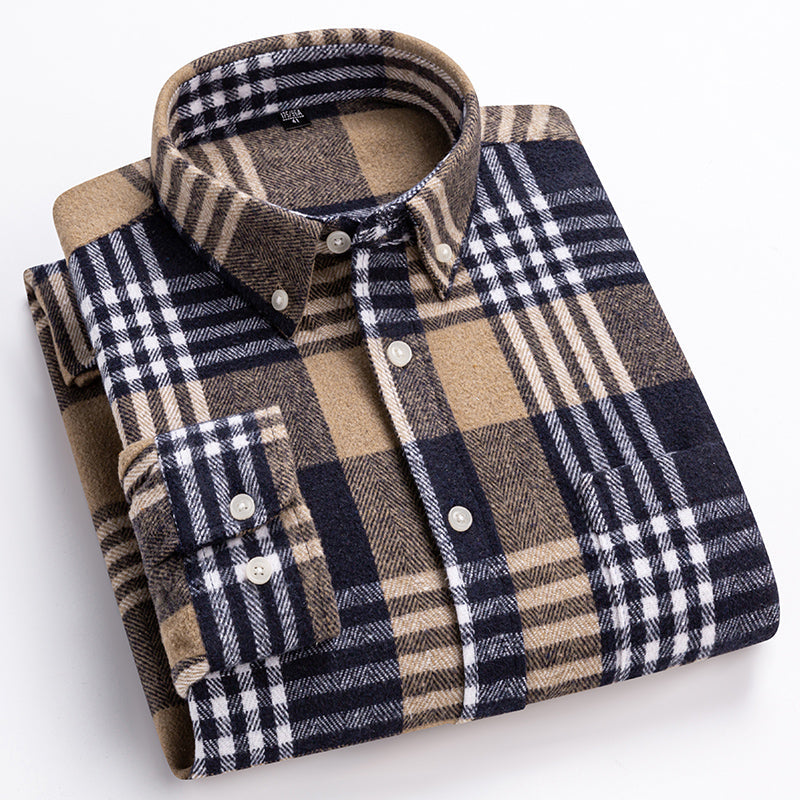 Classic plaid long sleeve button up shirt for men | Corvin