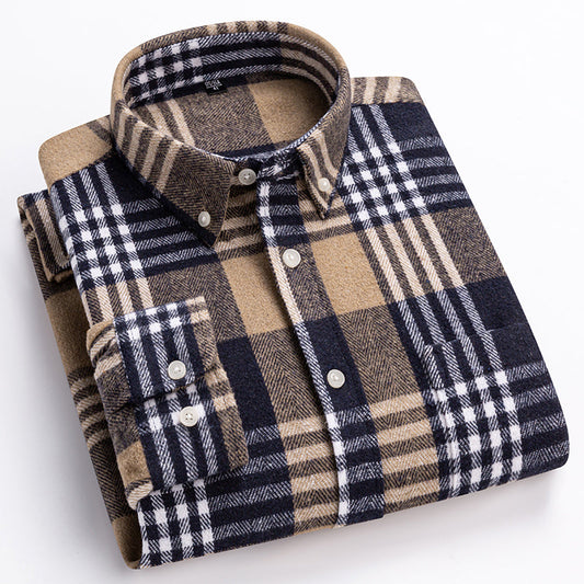 Classic plaid long sleeve button up shirt for men | Corvin