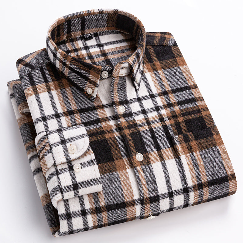 Classic plaid long sleeve button up shirt for men | Corvin