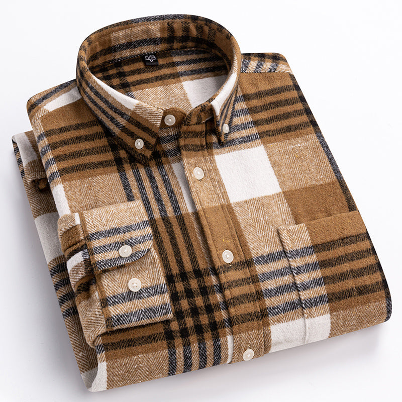 Classic plaid long sleeve button up shirt for men | Corvin