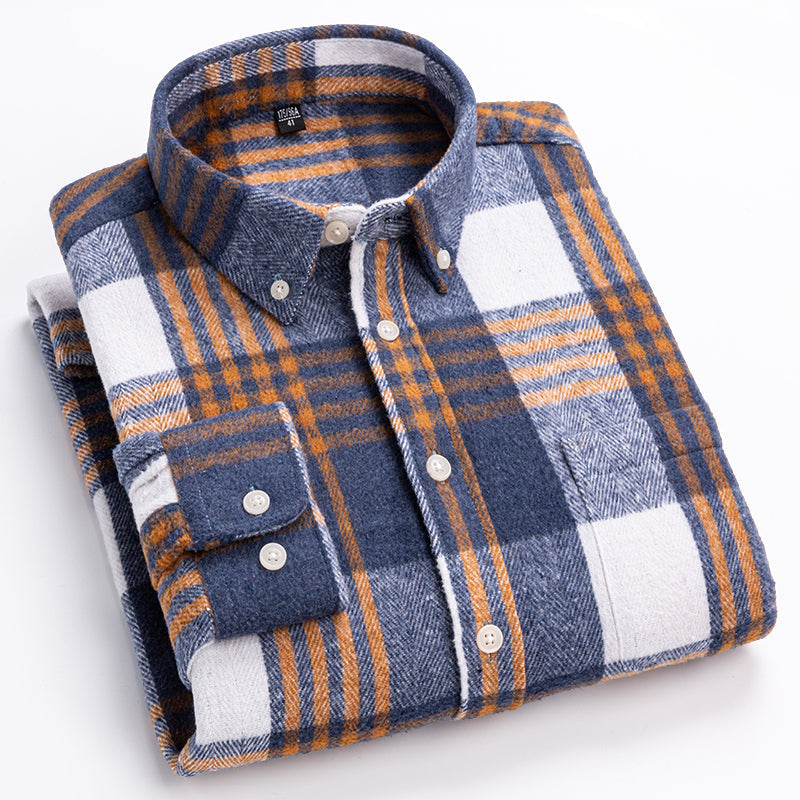Classic plaid long sleeve button up shirt for men | Corvin