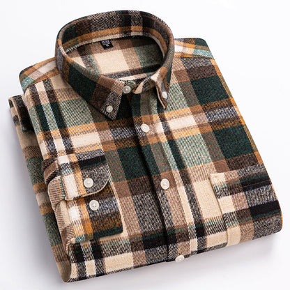 Classic plaid long sleeve button up shirt for men | Corvin
