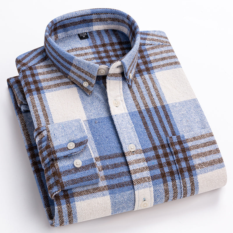 Classic plaid long sleeve button up shirt for men | Corvin