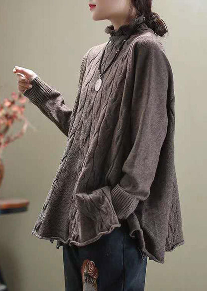 Casual side-open turtleneck knit sweater for women -1