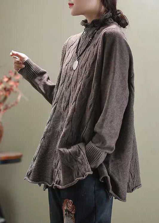 Casual side-open turtleneck knit sweater for women -1