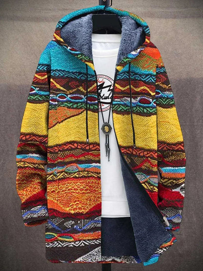 Artistic pattern relaxed knit cardigan with versatile fit for men | Elouera