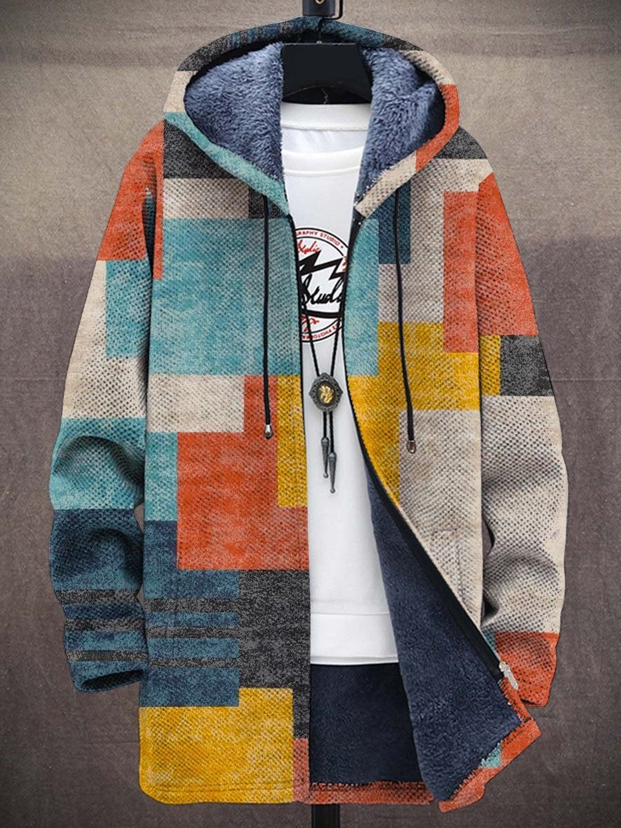 Artistic pattern relaxed knit cardigan with versatile fit for men | Elouera