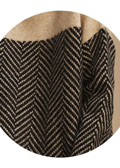 Cosy turtleneck patchwork knit pullover for women -5