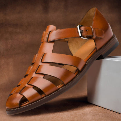 Classic leather open-toe fisherman sandals for men | Felix Grant -3