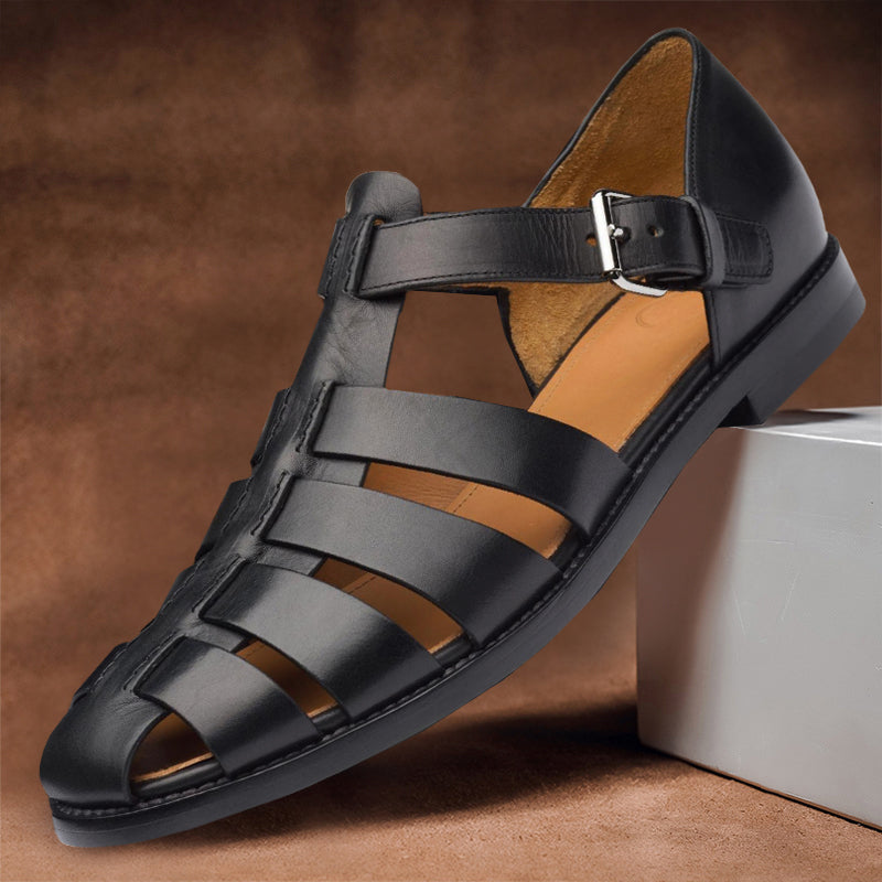 Classic leather open-toe fisherman sandals for men | Felix Grant -2