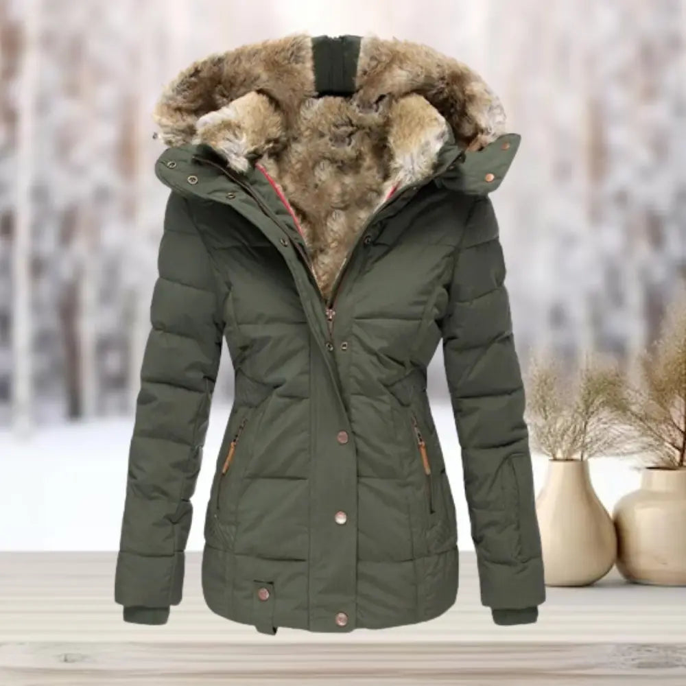 Fitted warm down puffer jacket for women -4