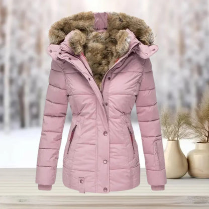 Fitted warm down puffer jacket for women -5
