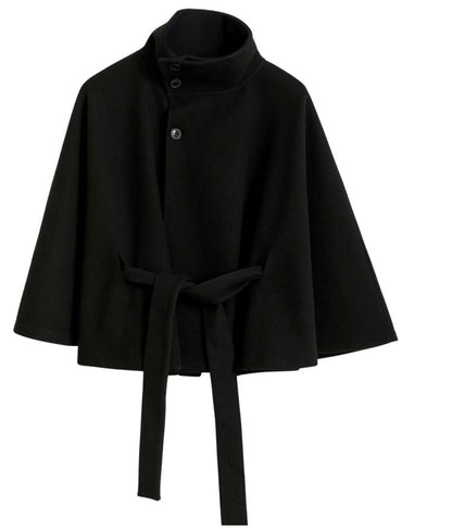 Relaxed high-collar belted wool coat for women | Ivanna -8