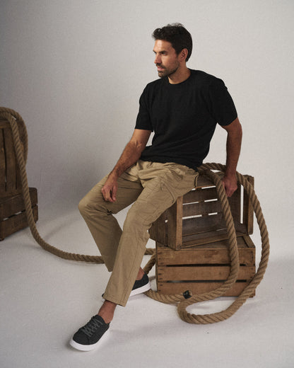 Relaxed stretch organic cotton cargo trousers for men | Hampton -5