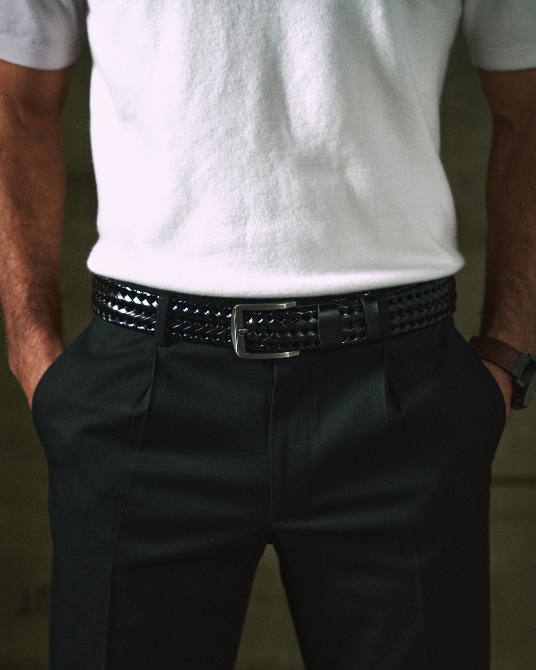 Classic braided cowhide leather belt for men | Legacy -4