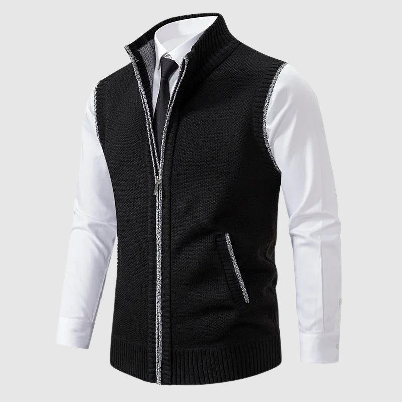 Classic zip-up sleeveless sweater vest for men | François Blanchet -1