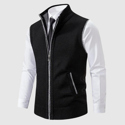 Classic zip-up sleeveless sweater vest for men | François Blanchet -1