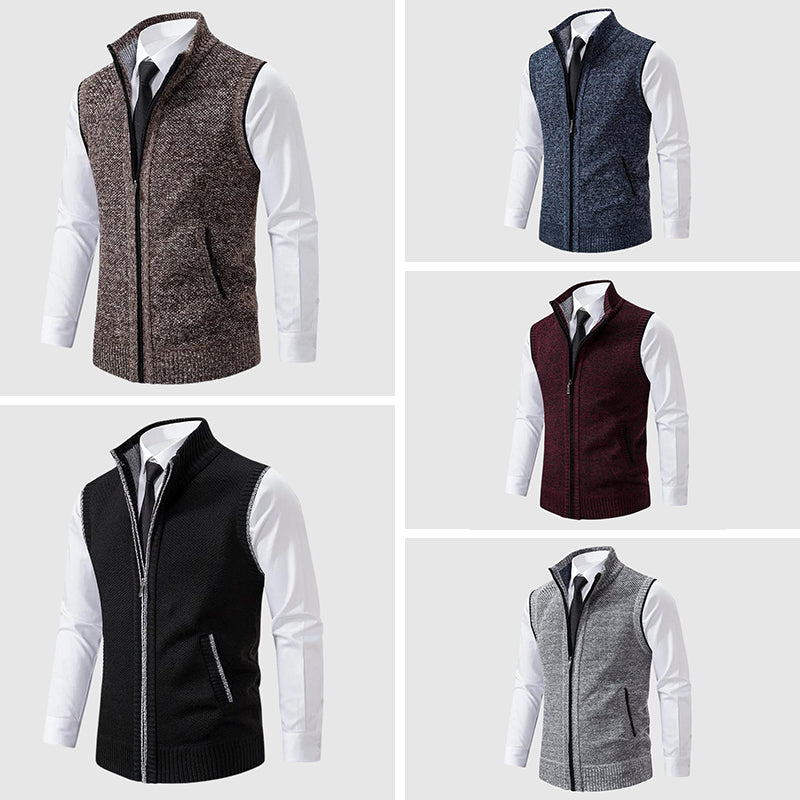 Classic zip-up sleeveless sweater vest for men | François Blanchet -6