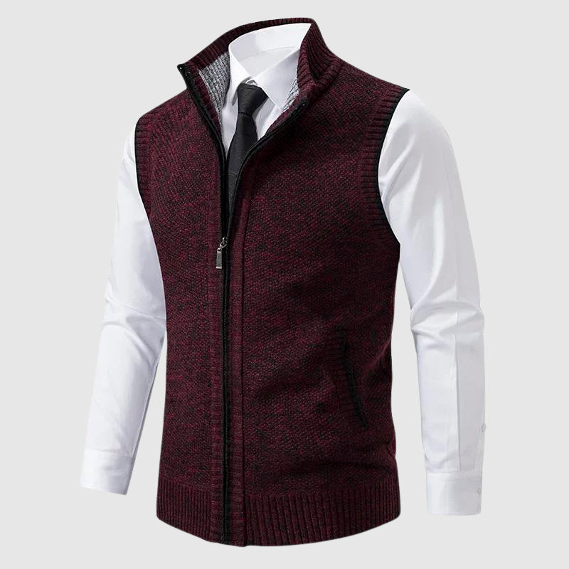 Classic zip-up sleeveless sweater vest for men | François Blanchet -5