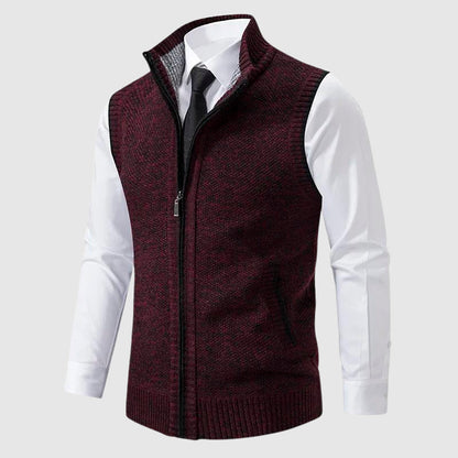 Classic zip-up sleeveless sweater vest for men | François Blanchet -5
