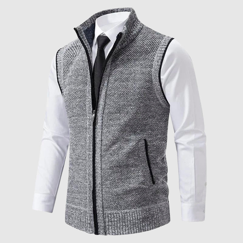 Classic zip-up sleeveless sweater vest for men | François Blanchet -4