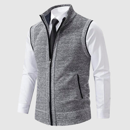 Classic zip-up sleeveless sweater vest for men | François Blanchet -4