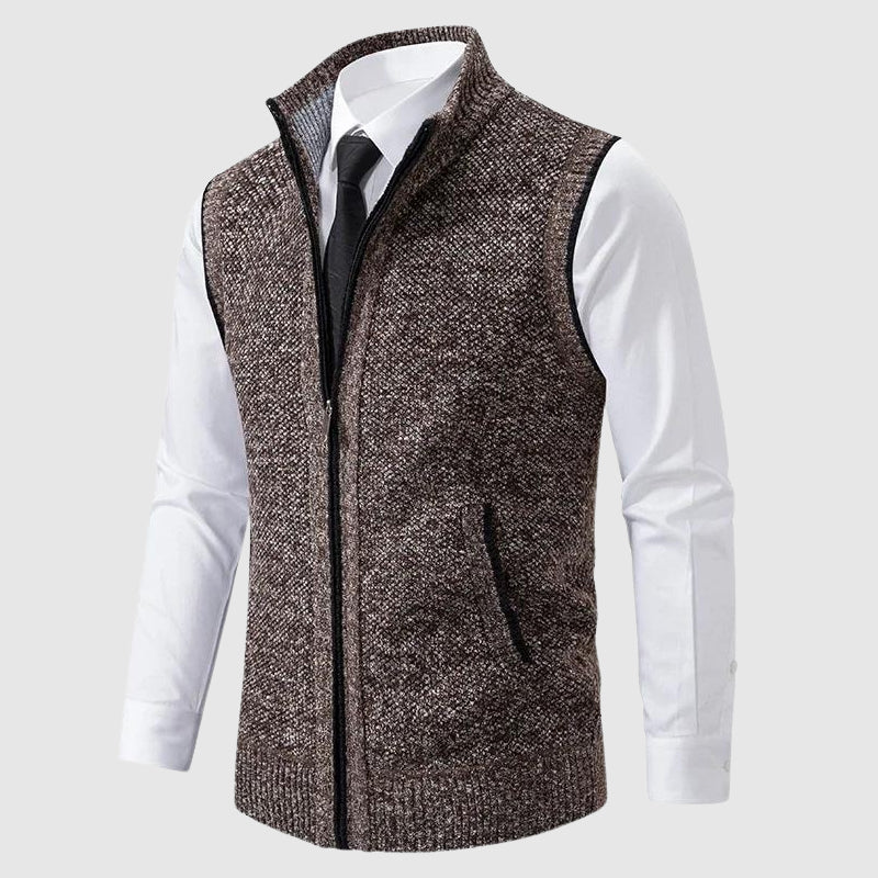 Classic zip-up sleeveless sweater vest for men | François Blanchet -2