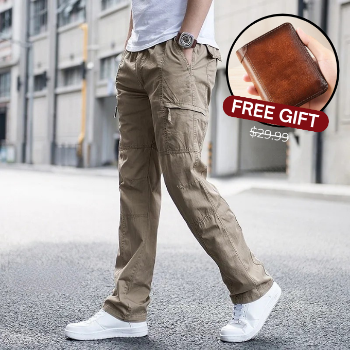 Relaxed stretch organic cotton cargo trousers for men | Hampton -6