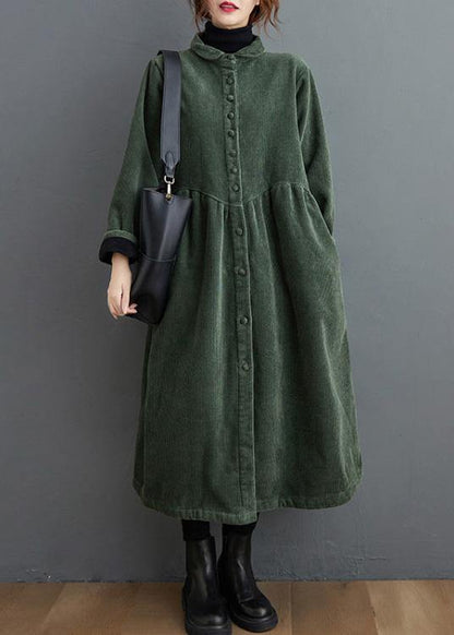 Elegant cinched corduroy longline coat for women -1